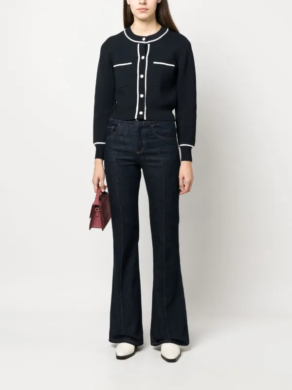 Claudie Pierlot braided-trim fine-knit Cardigan - Farfetch | Farfetch Global