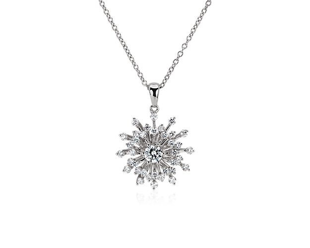 Sunburst Diamond Pendant in 14k White Gold (3/4 ct. tw.) | Blue Nile