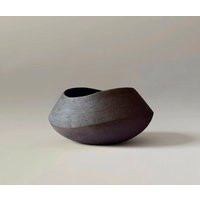 Black Clay Ceramic Centerpiece Modern Geometric Minimalist Sculpture Vase Organic Unglazed Shape | Etsy (US)