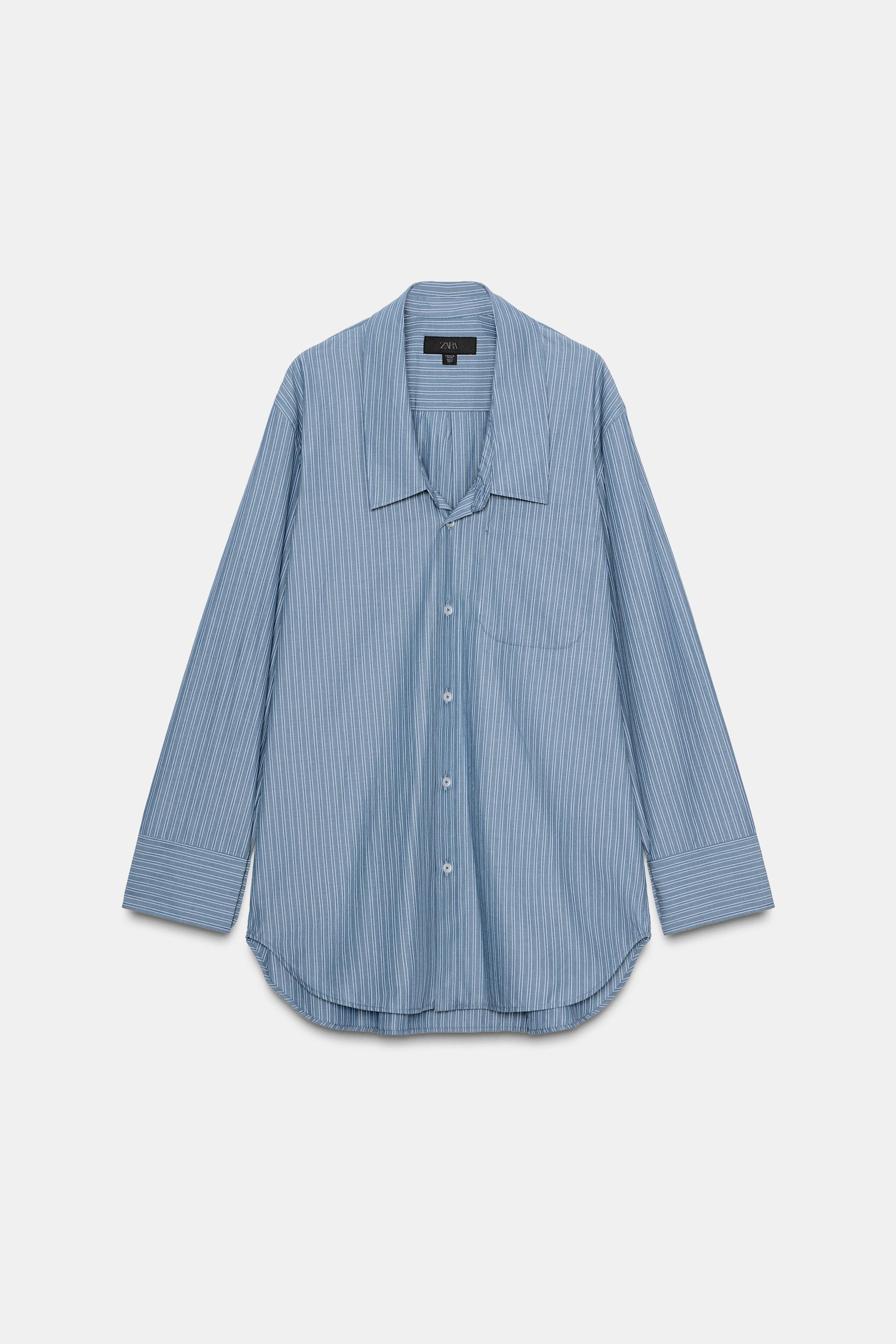 LOW COLLAR STRIPED POPLIN SHIRT | Zara UK