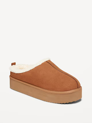 Sherpa-Lined Platform Slippers | Old Navy (US)