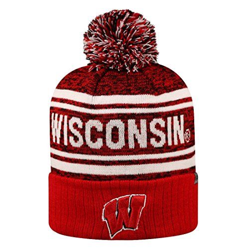 Top of the World NCAA "Driven" Striped Cuffed Knit Pom Beanie Hat-Wisconsin Badgers | Amazon (US)
