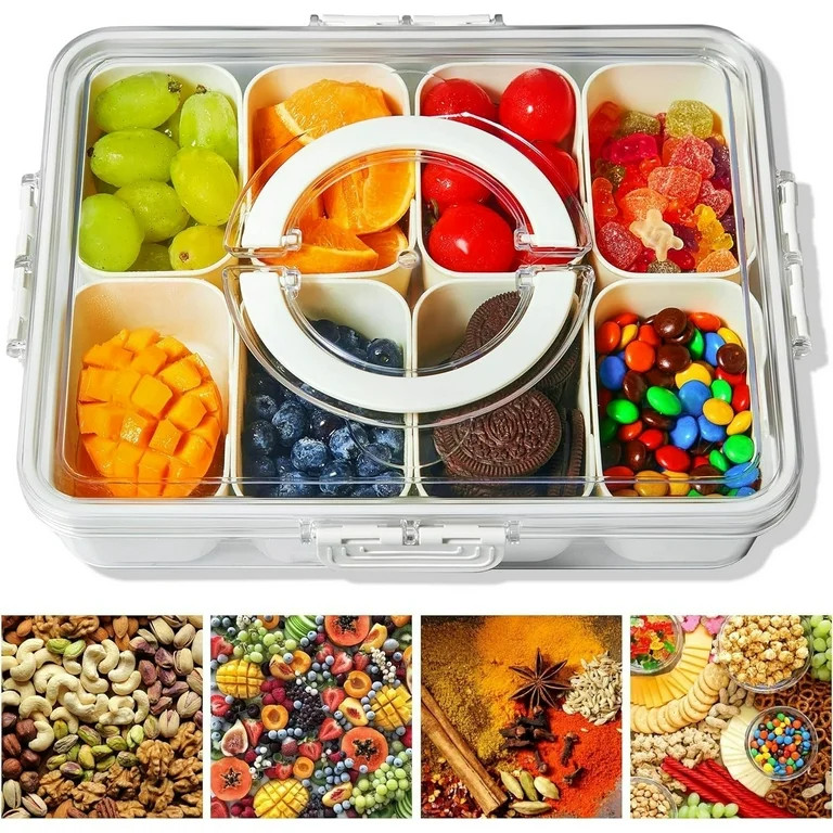 HEYMKGO Divided Serving Tray with Lid Snackle Box Charcuterie Container for Candy Fruits Nuts Sna... | Walmart (US)