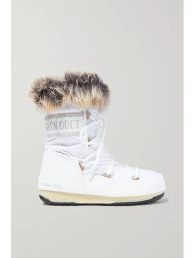 Monaco faux fur-trimmed shell and faux leather snow boots | NET-A-PORTER (UK & EU)