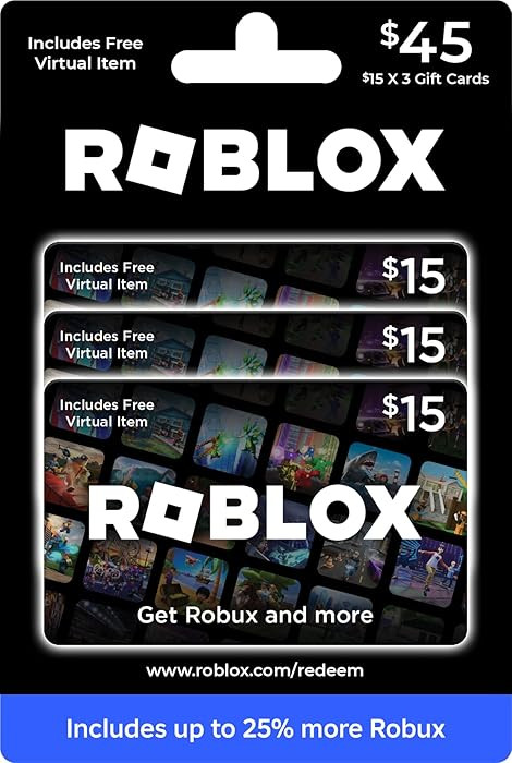 Roblox Physical Gift Cards, Multipack of 3 x $15 [Includes Free Virtual Item] [Redeem Worldwide] | Amazon (US)