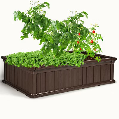Costway 48''x24'' Raised Garden Bed Rectangle Plant Box Planter Flower Vegetable Brown | Target