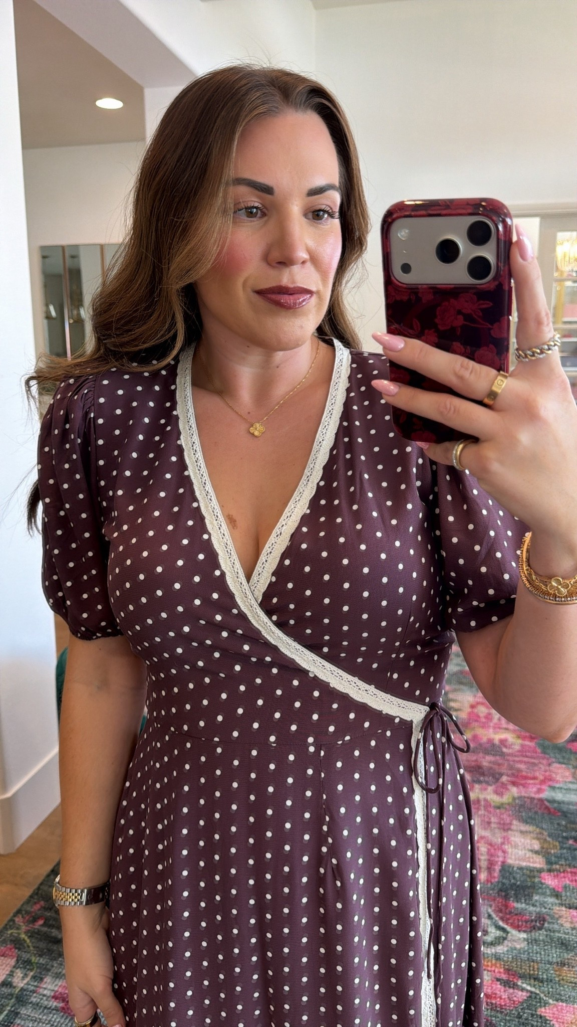 curvy midsize burgundy polka dot maxi wrap dress! wearing size medium. perfect for fall family photos! has matching mini sizes

#LTKSeasonal #LTKMidsize