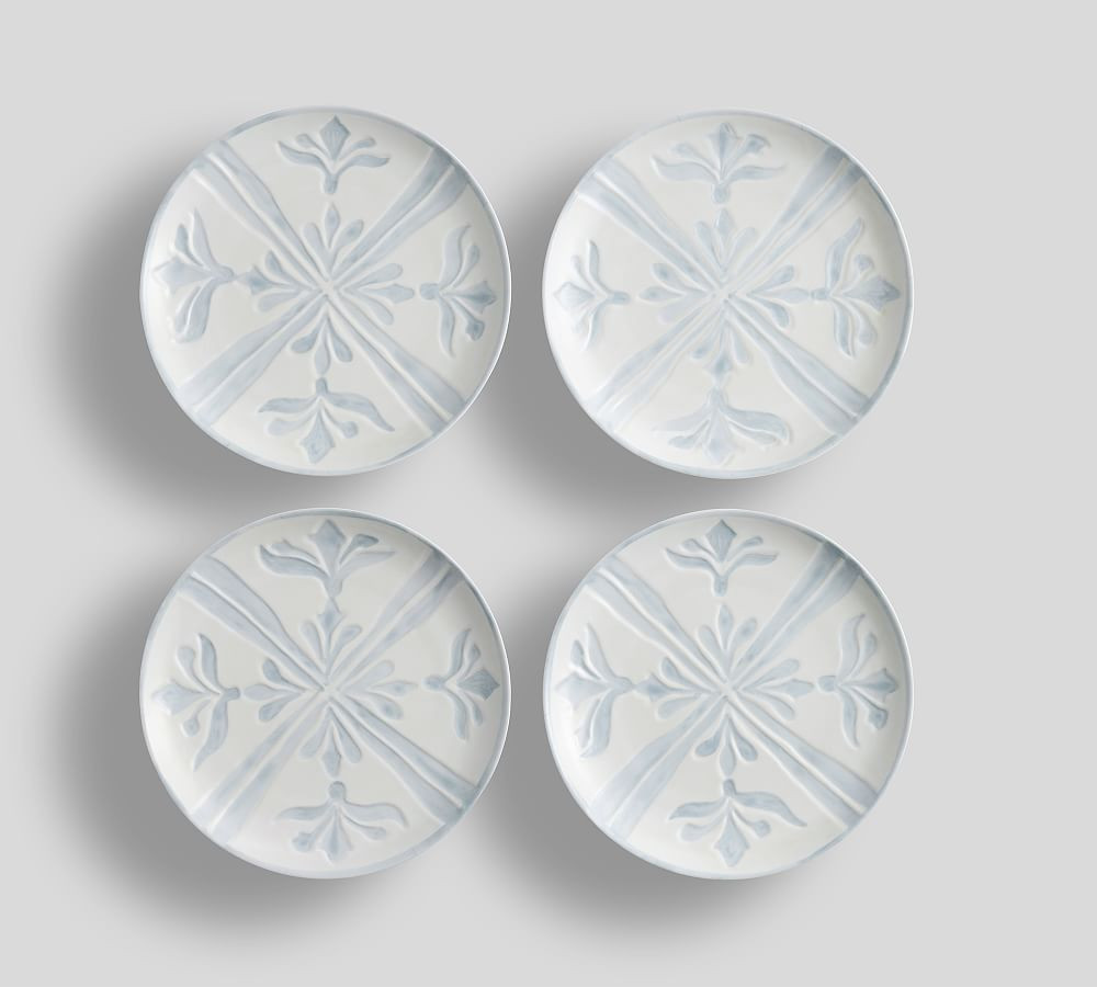 Chambray Tile Outdoor Melamine Salad Plates, Set of 4 | Pottery Barn (US)