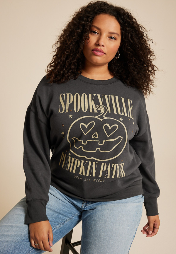 Plus Size Spookyville Pumpkin Patch Relaxed Fit Sweatshirt | Maurices