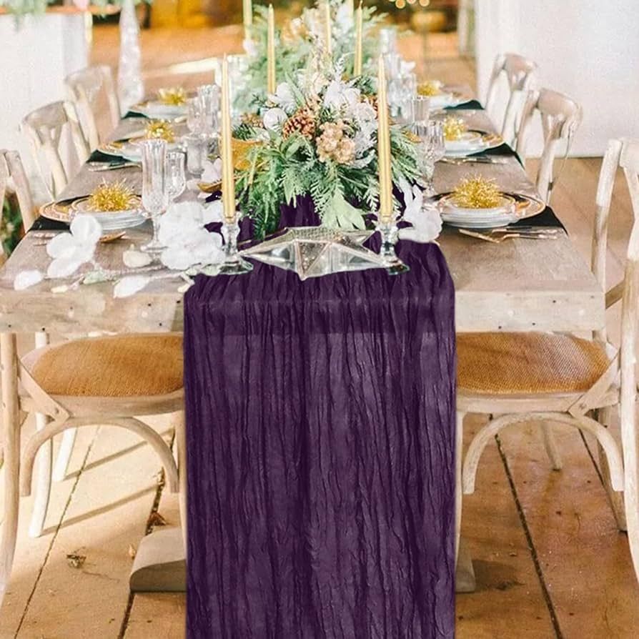 FANPROMS Purple Cheesecloth Table Runner Bulk 10FT Boho Gauze Table Runners Rustic Cheese Fabric ... | Amazon (US)