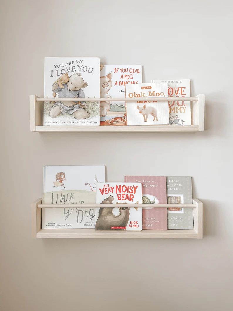 ONE Nursery Bookshelf, Nursery Decor, Bookshelves, Kids Bookcase, Book Ledge, Gift for Baby, Pine... | Etsy (US)