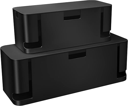 Cable Management Box Black, 2Pack Cord Organizer Box - Extra Large and Medium Size, Cord Hider Bo... | Amazon (US)