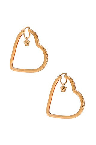 VERSACE Medusa Heart Hoop Earrings in Oro | FWRD | FWRD 