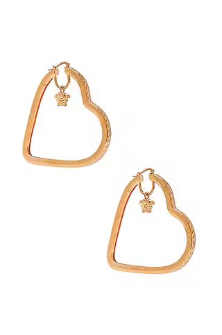 VERSACE Medusa Heart Hoop Earrings in Oro | FWRD | FWRD 