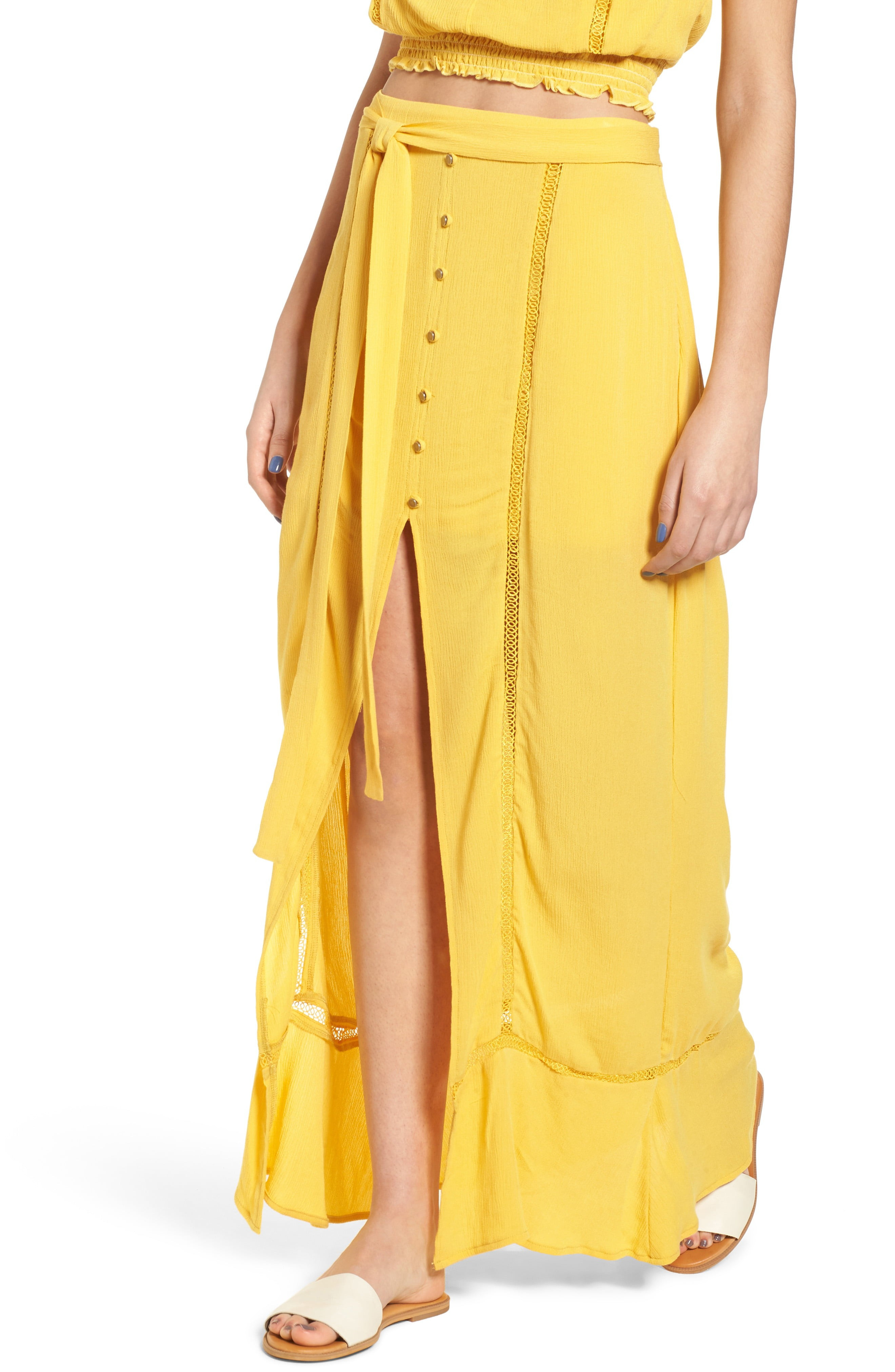 Slit Front Crochet Inset Maxi Skirt | Nordstrom