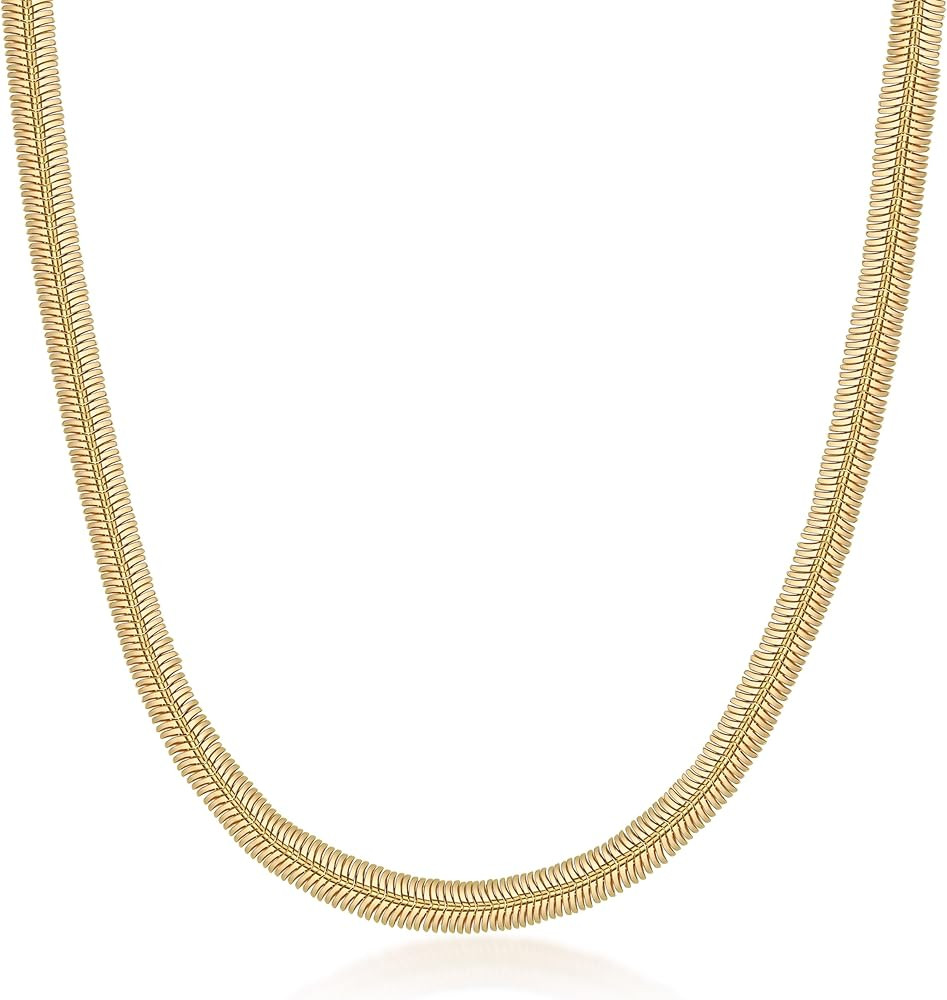 Barzel 18K Gold Plated Flat Herringbone Snake Chain Necklace for Women | Sizes 16-24 Inches | Mad... | Amazon (US)