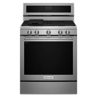KitchenAid 5.8 cu. ft. Gas Range with Self-Cleaning Oven in Stainless Steel KFGG500ESS - The Home... | The Home Depot