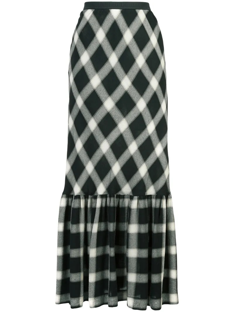 I'M Isola Marras - high-waisted checked skirt - women - Viscose/Virgin Wool - 40, Black, Viscose/Virgin Wool | FarFetch US