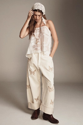 & Layered Sheer Eyelet Shirt | Anthropologie (US)