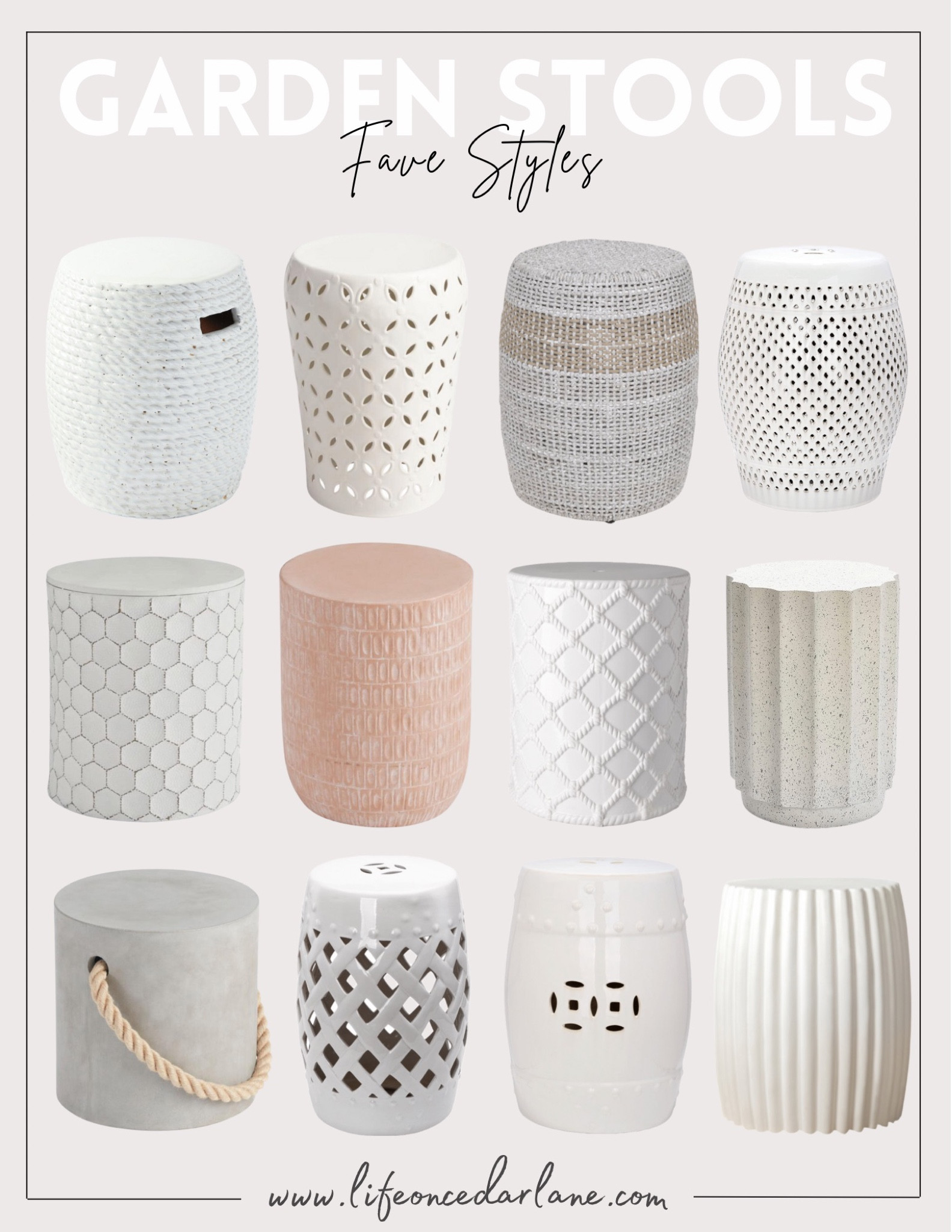 Garden Stools - here’s a roundup of our fave styles! Perfect accent tables for your outdoor space! 

#accenttable #outdoortable #patio #frontporch 

#LTKSeasonal #LTKhome #LTKunder100