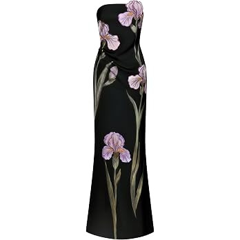 JW PEI Women's Iris Floral-Appliqué Strapless Maxi Dress | Amazon (US)