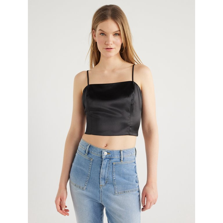 Scoop Women’s High Shine Satin Cami Top, Sizes XS-XXL | Walmart (US)