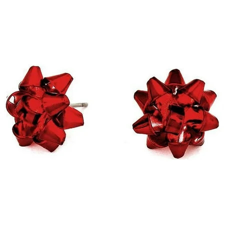 Red Gift Bows: Metal Post Earrings | Walmart (US)