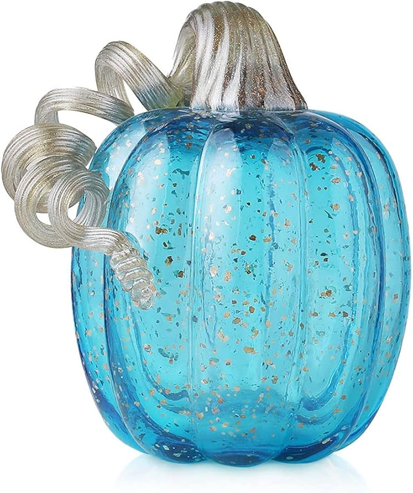 Glitzhome Hand Blown Glitter Glass Pumpkin Elegant Table Accent for Fall Harvest & Thanksgiving D... | Amazon (US)