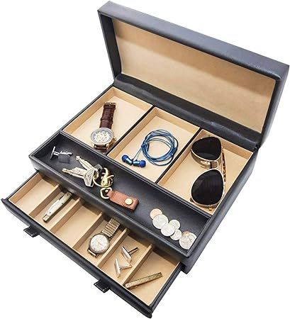 Stock Your Home Luxury Mens Dresser Valet Organizer for Watches, Jewelry and Accessories - Large ... | Amazon (US)
