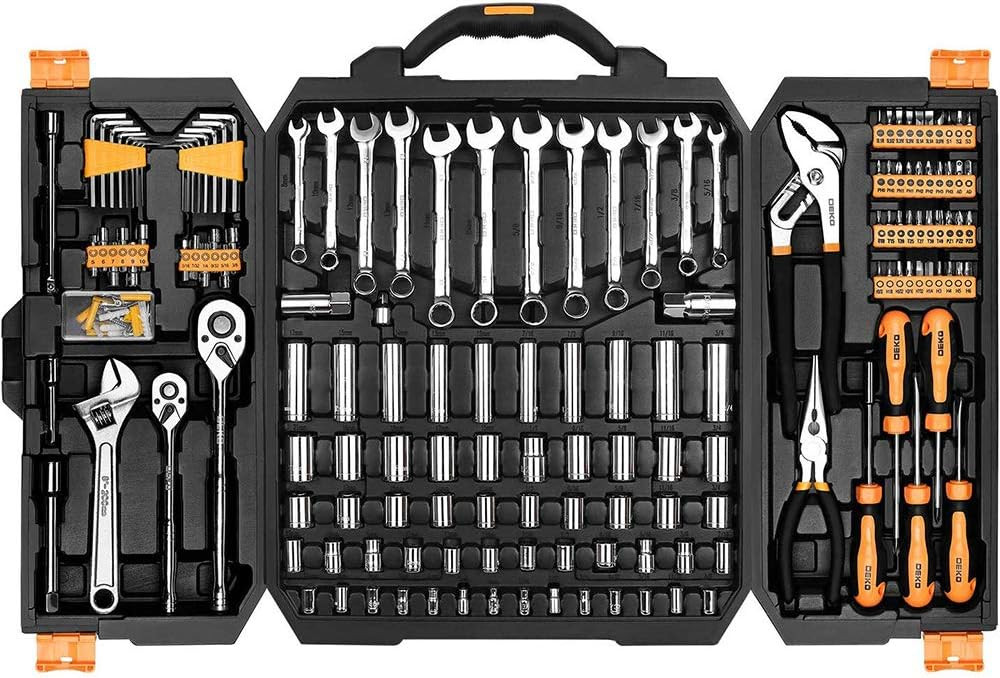 DEKOPRO 192 Piece Mechanics Tool Set Socket Wrench Set, Plastic Storage Case with Auto Repair Hand Tool Kit Wrench Tool Box Set | Amazon (US)