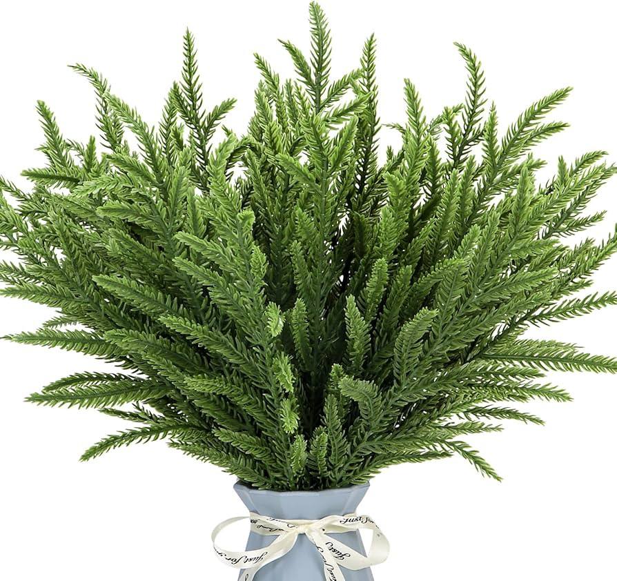 24Pcs Norfolk Pine Branches Stems 13.5" Artificial Pine Needles Sprigs Norfolk Pine Garland Acces... | Amazon (US)