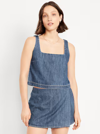 Cropped Square-Neck Denim Top | Old Navy (US)