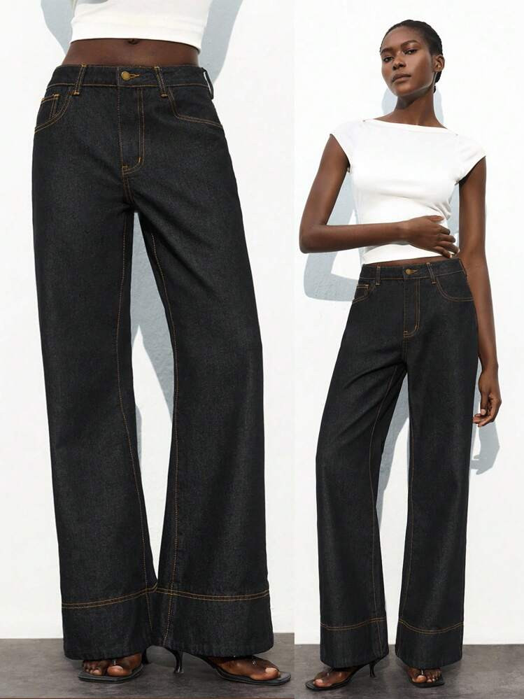 Maija Dark Blue Jeans | SHEIN