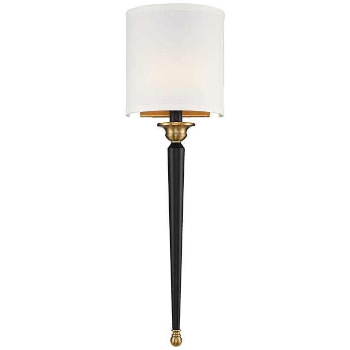 Possini Euro Arletta 26" High Black and Brass Wall Sconce - #95W82 | Lamps Plus | Lamps Plus