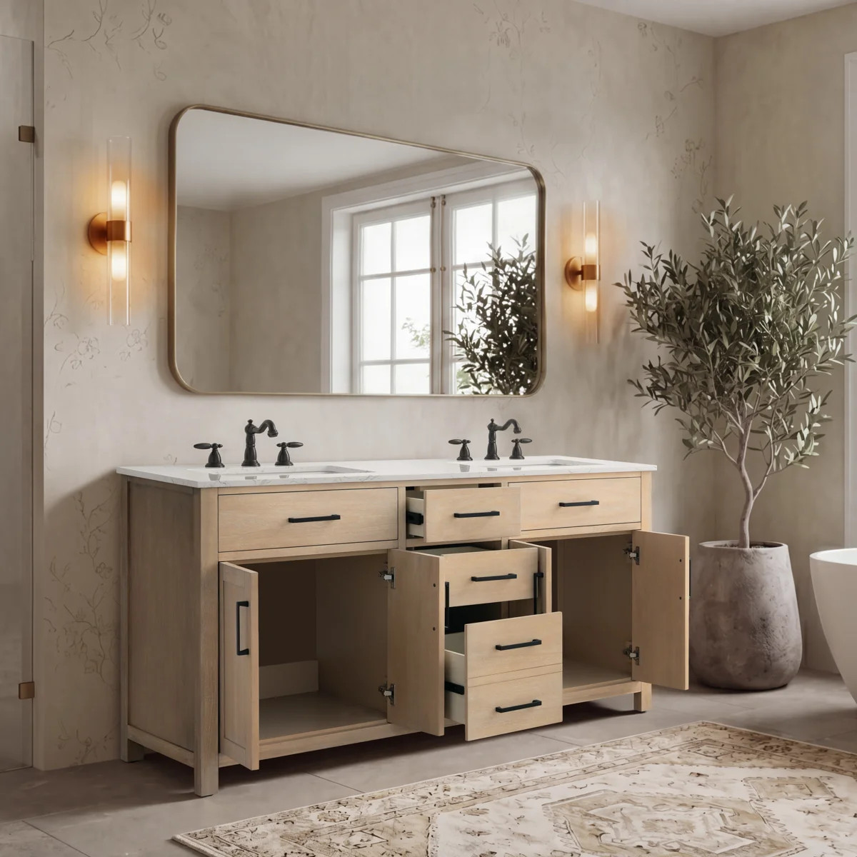 Shamar 60" Double Bathroom Vanity With Engineered Marble Top | Wayfair North America