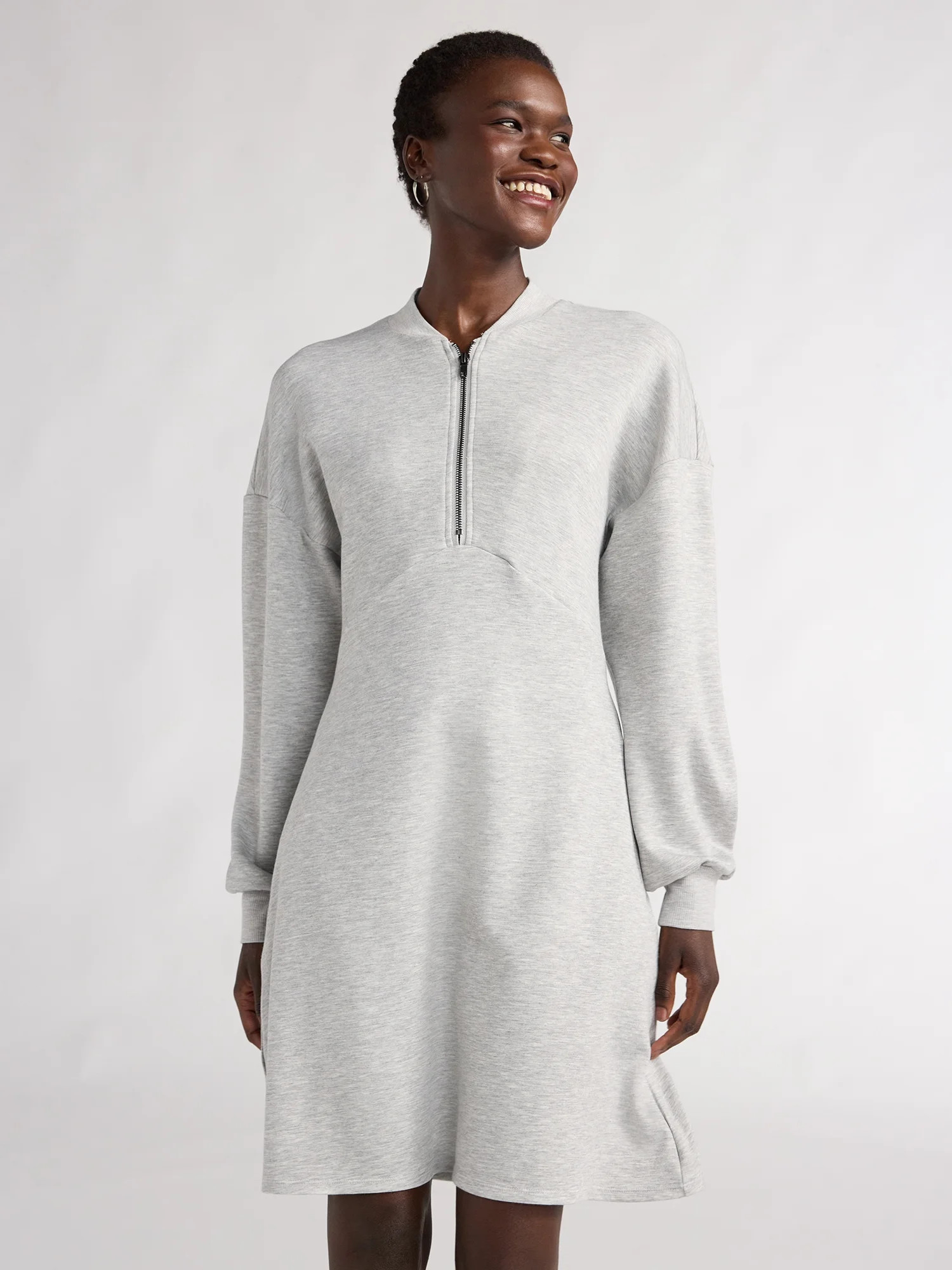 Scoop Women’s Ultimate ScubaKnit Zip Front Mini Dress, Sizes XS-XXL | Walmart (US)