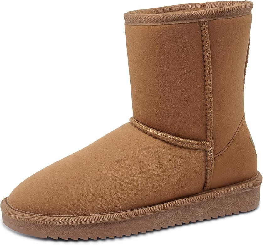 Women's Warm Winter Boots Ankle High Classic Vegan Suede Faux Sheepskin Shearling Snow Boots | Amazon (US)