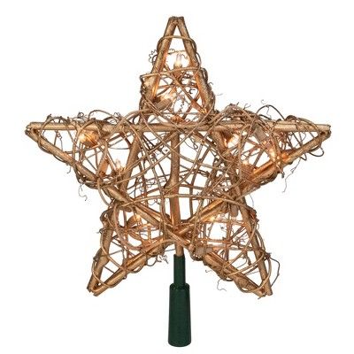 Kurt S. Adler 13" Lighted Indoor Gold Rattan Star Christmas Tree Topper | Target