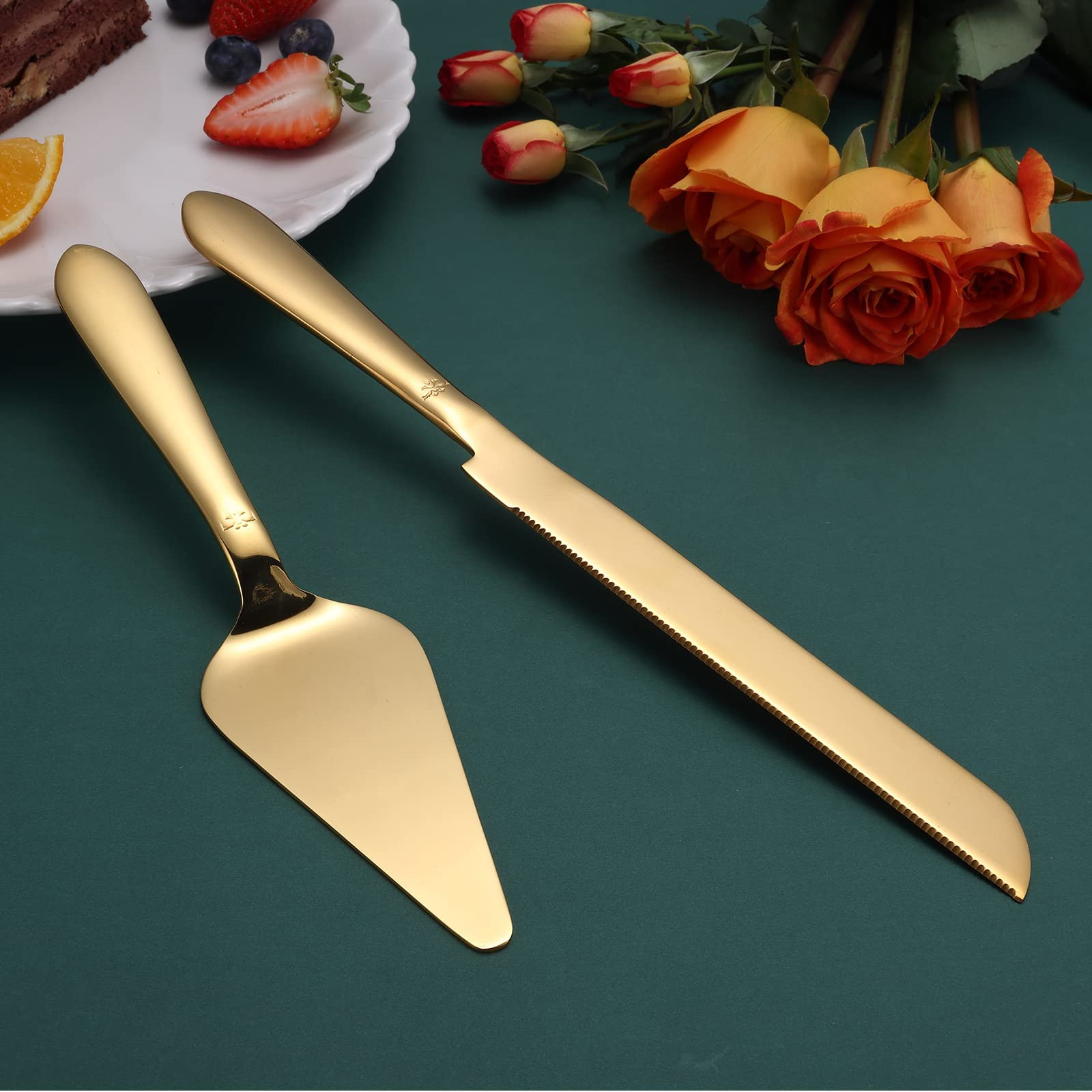 Cake Cutting Set for Wedding, Elegant Cake Knife and Server Set with Thickened Stainless Steel Ro... | Amazon (US)