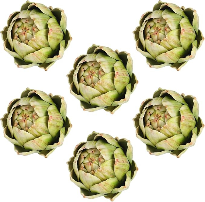 Timgle 6 Pcs Green Artificial Artichokes Fake Vegetables and Fruits for Summer Kitchen Wedding Bo... | Amazon (US)