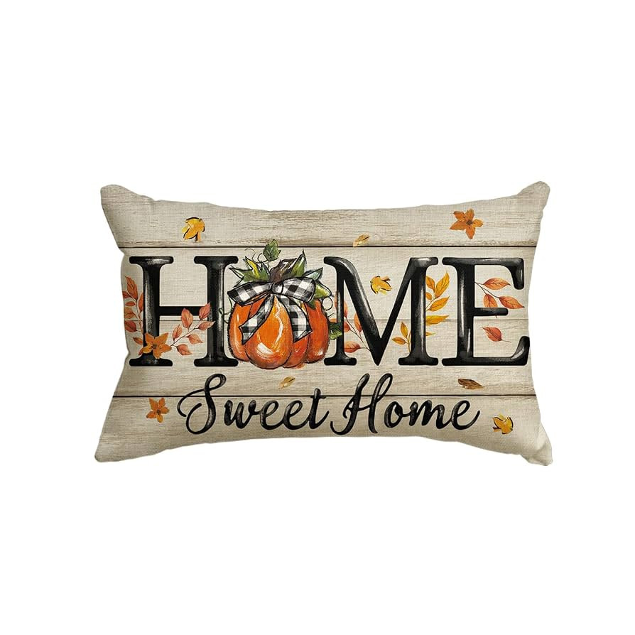AVOIN colorlife Fall Home Sweet Home Pumpkin Throw Pillow Cover 12x20 Inch, Seasonal Autumn Maple... | Amazon (US)