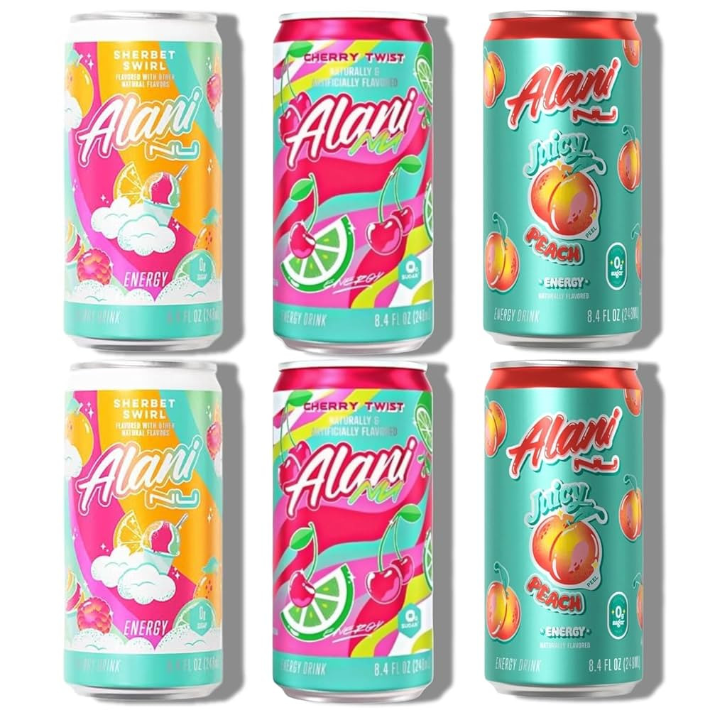 New Alani Mini Energy Drinks Sherbet Swirl, Cherry Twist, Juicy Peach – Limited Edition Retro M... | Amazon (US)