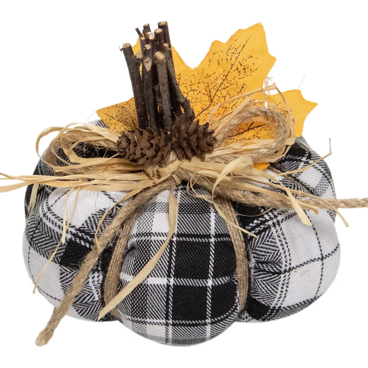 Northlight 5" Black and White Plaid Fall Harvest Plush Pumpkin | Target