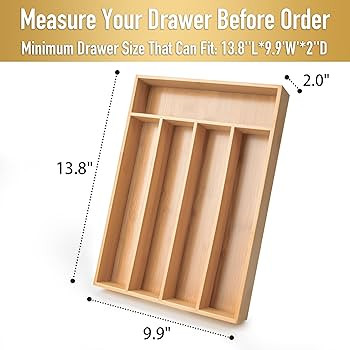 Besilord Silverware Organizer Bamboo Kitchen Drawer Organizer Utensil Organizer Silverware Holder... | Amazon (US)