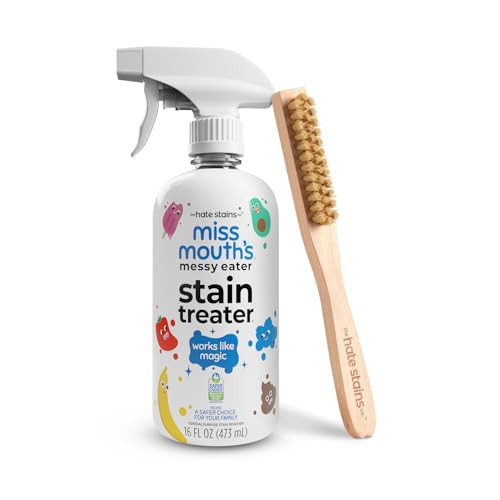 Miss Mouth's Messy Eater Stain Treater 16oz Spray & Laundry Brush - Gentle Scrub for Spot Cleaning, Pre-Treating Baby Clothes & Delicates | Amazon (US)
