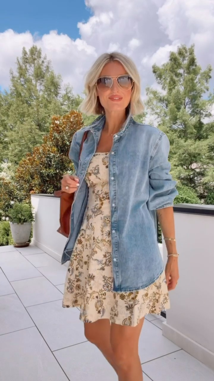 I love the yellow floral pattern on this dress and how it can easily be layered for cooler weather! Under $30! Wearing XS dress and M button down

Loverly grey, transitional outfit ideas, chambray denim button down, how to style floral flowy dress, early fall outfit inspo, Target fashion finds

#LTKootd #LTKSeasonal