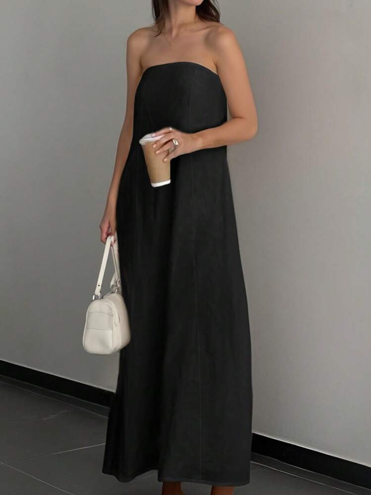 INAWLY Women's Solid Color Sleeveless Long Dress, Casual Daily Wear | SHEIN