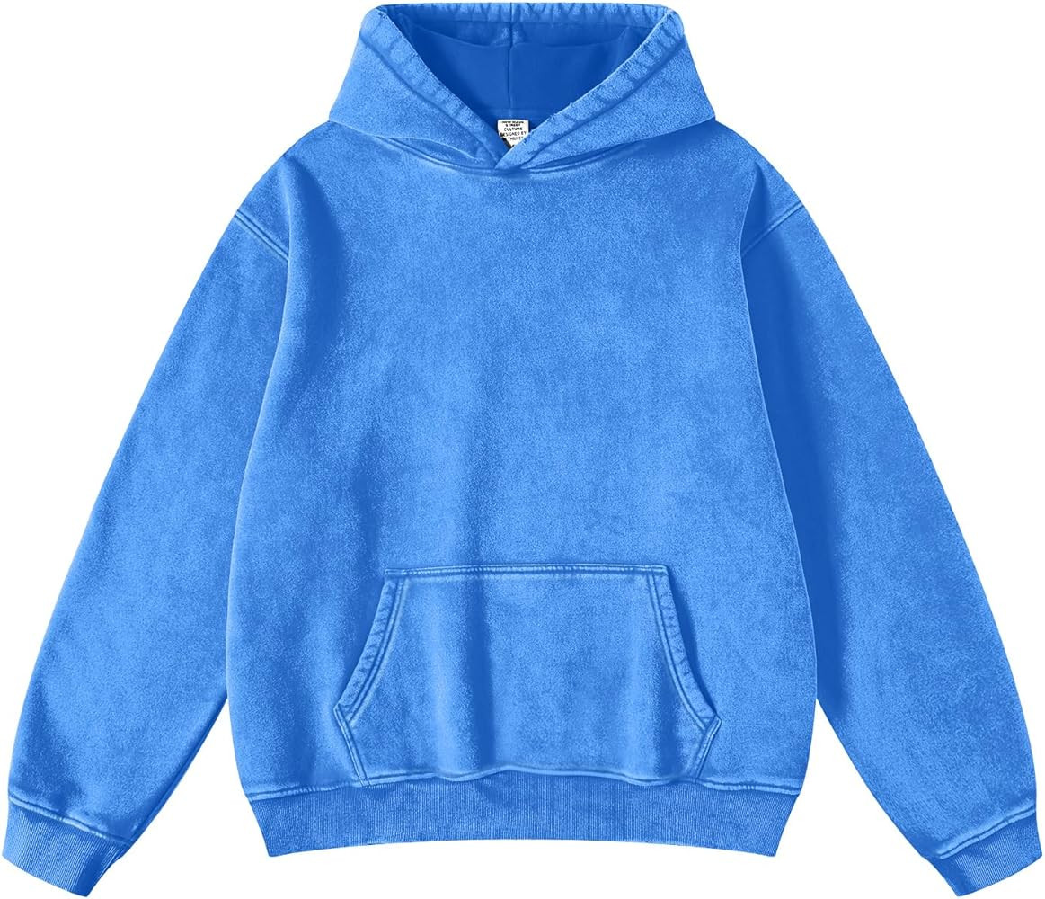 Mens Hoodies Pullover Oversized Hoodie Wash Plush Cotton Hooded Sweatshirt Vintage Heavyweight Ho... | Amazon (US)