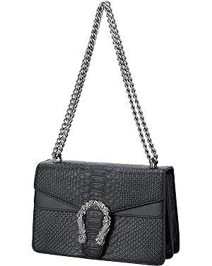 Leather Shoulder Bag Chain Purse for Women - Fashion Crossbody Bags Vintage Snake Print Underarm ... | Amazon (US)