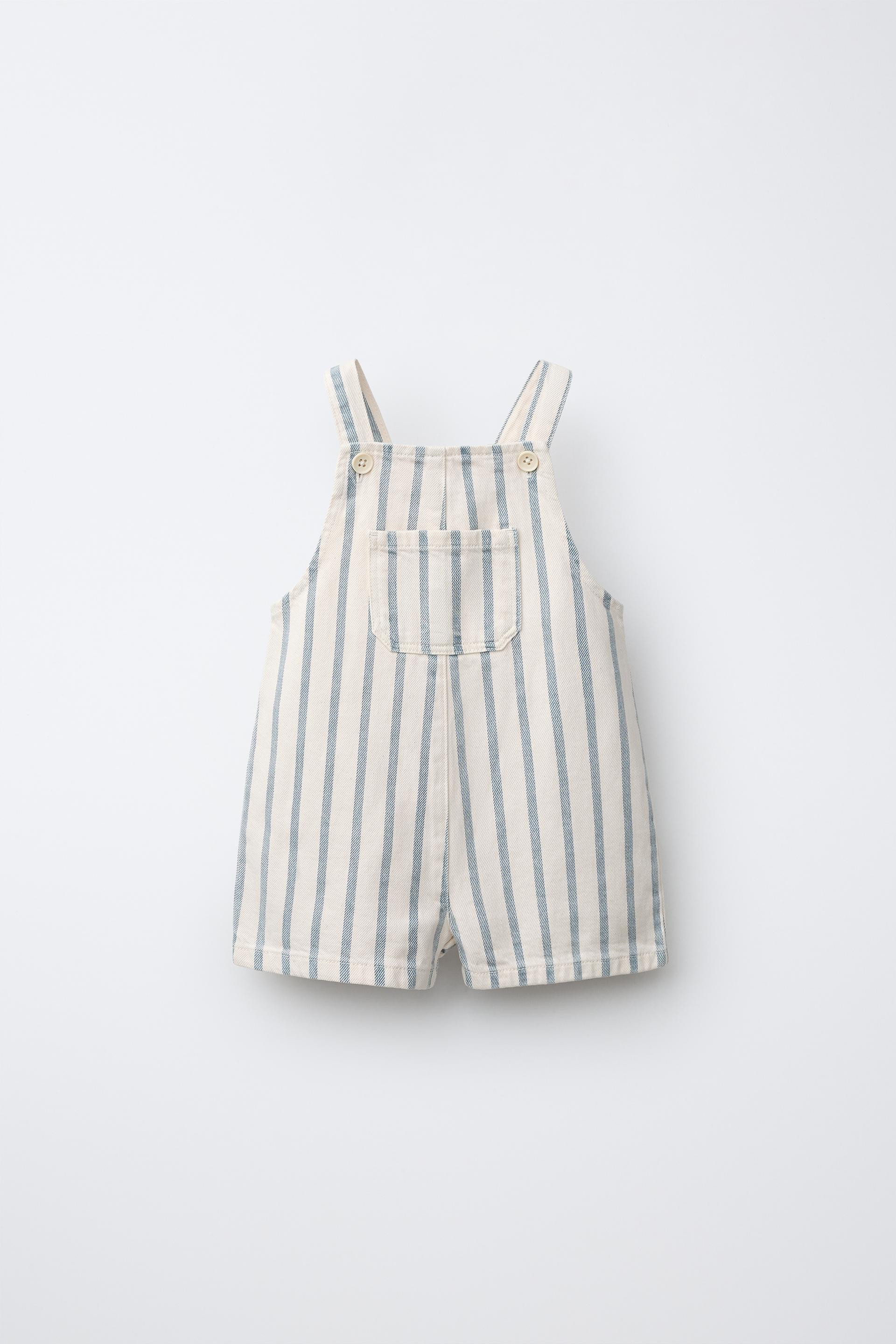 Zara - Striped Overall Shorts - Ecru - 9-12 Months (31,5 Inches) - Kids | Zara US